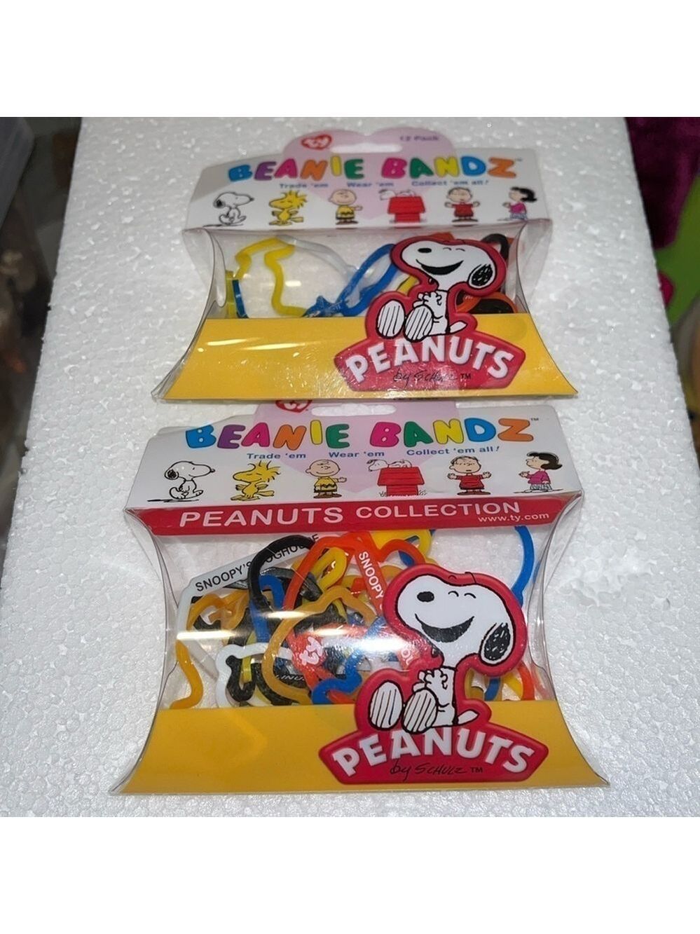 2 Snoopy Peanuts Gang TY BEANIE BANDZ 12 PACK 2010 New